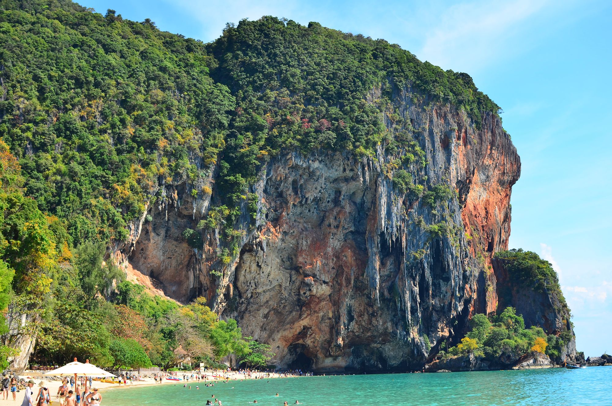 The cliff face above Railay Beach